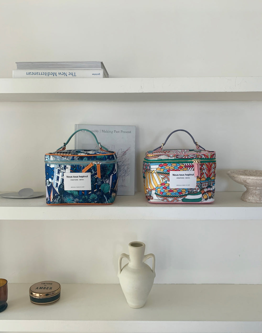 韓國設計師款 方塊化妝包/野餐包 ─ 莓果粉